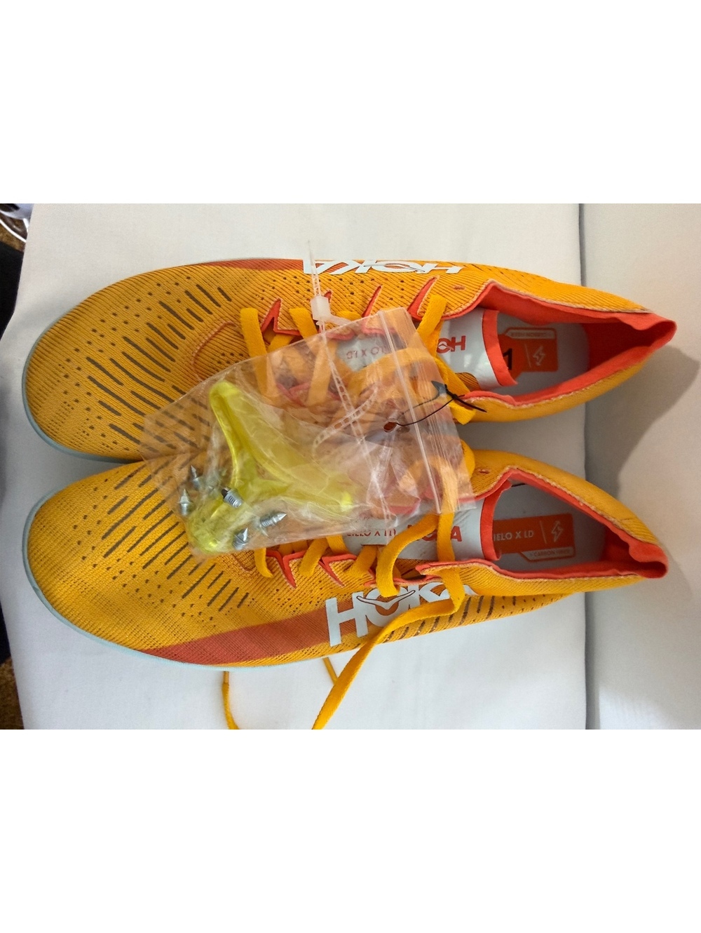 HOKA Cielo X LD Carbon Track Spikes Men 11 Orange Yellow New